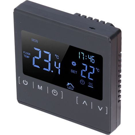 16A elektrischer Fußbodenheizungsthermostat, AC85V-240V, Dual-Temperatur-Dual-Control, schwarzer Touchscreen (Modell THE01480 1822D). (1/5)