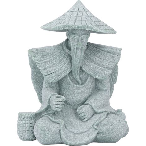 Fischerstatue, sitzend, angelnd – Figur eines alten Mannes, kleine Schreibtischdekoration für Schrank, Wohnzimmer oder Büro (1/5)