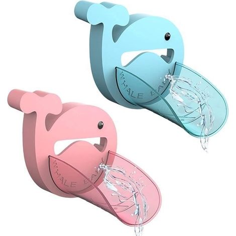 Rallonge de robinet pour enfant - Lot de 2 - Silicone sr et amusant - BleuRose bleu et rose EXTENSION DE ROBINET (1/4)