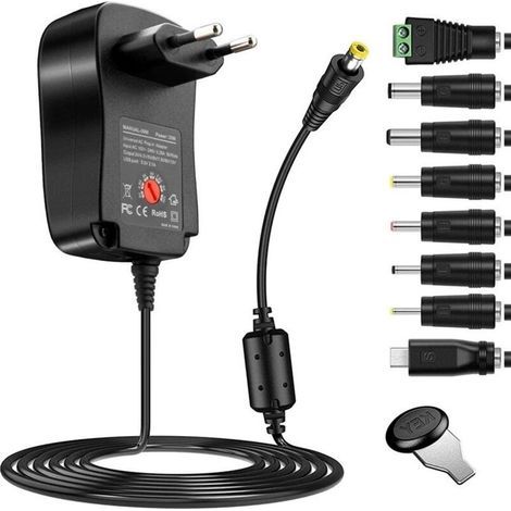 Adaptateur d'alimentation multifonctionnel 30w, alimentation à tension réglable 3-12v, support à 8 broches, alimentation de chargement USB (1/5)
