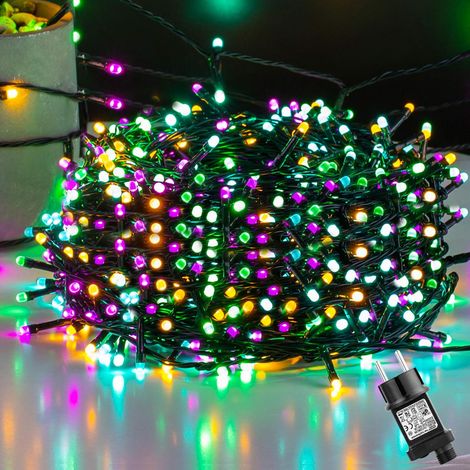Guirlande Lumineuse LED 50m 500LEDs Extérieur Multicolore, Eclairage Lumineux Noël Décoration 8 Modes IP44 Extérieur/Intérieur Pour Noël Sapin Jardin Arbre Mariage (Rose Jaune Vert Bleu) (1/5)