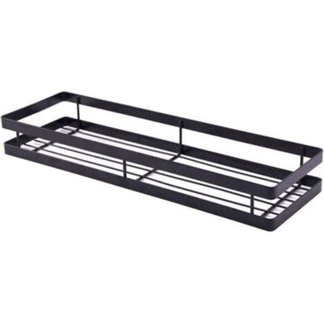 Étagère à épices murale, rangement gain de place pour épices, idéale pour optimiser l'espace dans la cuisine, 40 × 12 × 5,5 cm, noire (1/4)