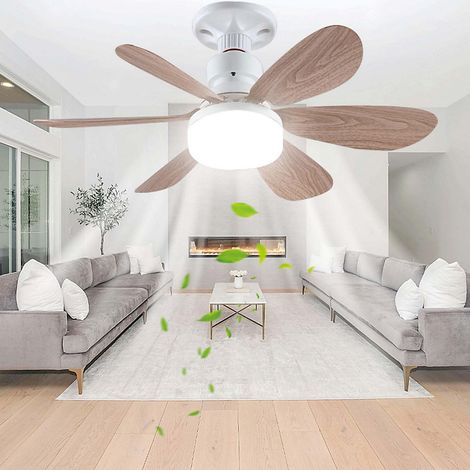 Ventilateur de plafond avec télécommande, silencieux, à vis, E27, intensité variable, pour salon, chambre d&aposenfant, marron, 52 cm (1/5)