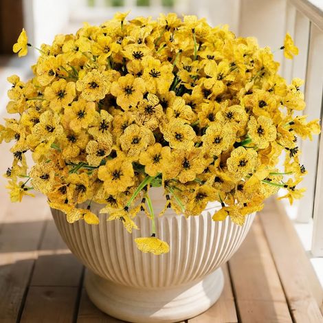 16 bouquets de fleurs artificielles – Plantes d'extérieur résistantes aux UV, plantes artificielles en plastique et soie aux couleurs inaltérables – Conviennent aux jardinières, jardins, vérandas et (1/5)