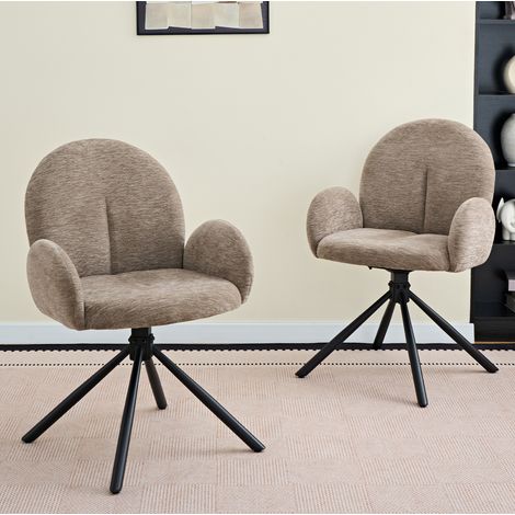 Set de 2 sillas giratorias con reposabrazos chenilla OKMYHOME (1/5)