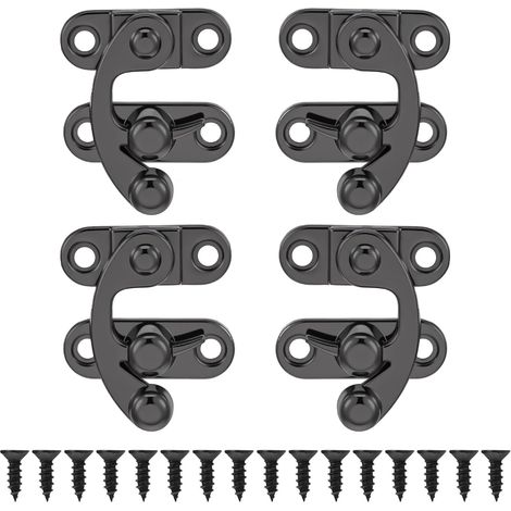 Petit loquet, lot de 4 loquets à crochet antique, loquet de boîte noir avec petit crochet de loquet, loquet pivotant, loquet de boîte à bijoux, mini loquet, loquet de coffre, quincaillerie de loquets (1/5)