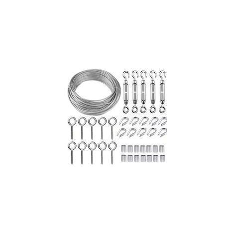 30M Corde en Acier Inoxydable à Suspendre Kit,Kit Cable Métallique,2mm Cable en Acier Inoxydable Revêtu,avec M5 Tendeur Cable et Crochets à Oeil,pour Plantes Grimpante,Rambarde,Corde a linge (1/4)