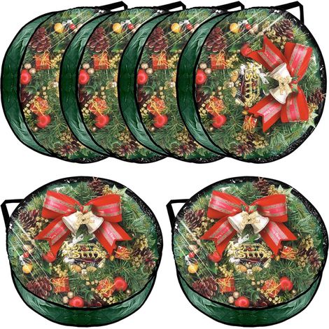 Bolsa para guardar coronas navideñas (61 x 20 cm), resistente, con ventana transparente, para Navidad, fiestas y temporadas (verde) (1/5)