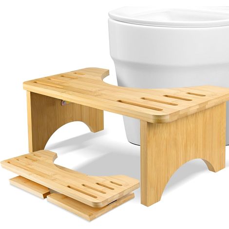 Toilettenhocker aus Bambus – faltbar, hygienisch und tragbar – ergonomisch fürs Badezimmer – hilft bei Verstopfung und Blähungen (1/4)
