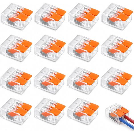 15 Pièces 412 Connecteurs Électriques Bornes de Connexion Automatique 2 Entrées Installation Facile et Sécurisée 2 Ports Connecteur Rapide Raccord Electrique Cosse Electrique a Sertir Ignifuge (1/5)