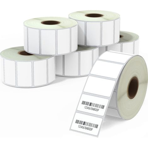 38mm x 22mm (1.5 in x 0.85 in) Perforated Multi-Purpose Thermal Labels Compatible with Zebra and other printers [6 Rolls/9000 Labels] (1/5)
