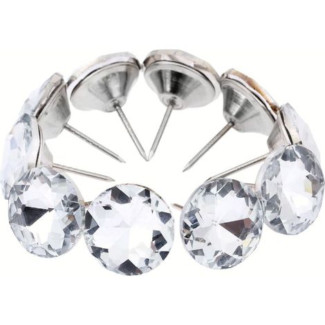 Lot de 20 Clous de Tapissier en Cristal de Diamant Dia-25mm pour Canapé, Tête de Lit, Bouton à Coudre, Décoration Murale, Banc, Divan, Coussin, etc. (1/4)