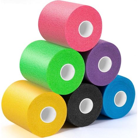 6pcs bandes pré-emballage athlétiques multicolores pour cheveux,pour football,football,mousse,Rose,noir,bleu,violet,vert,jaune