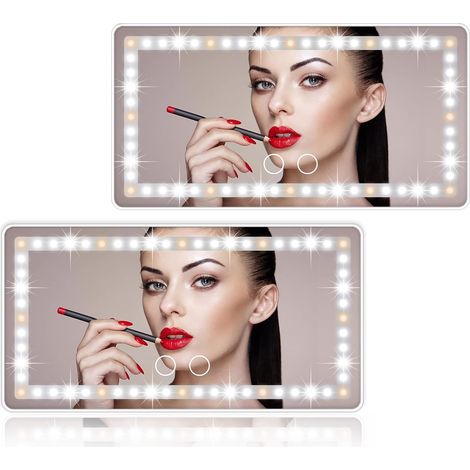 Miroir de maquillage avec pare-soleil intégré pour voiture, rechargeable, avec 3 modes d'éclairage et 60 LED - Miroir cosmétique à clipser sur le rétroviseur intérieur, à intensité variable (1/4)