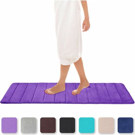 Memory Foam Bath Mat Absorbent Non-Slip Bath Mat Washable Bath Mat - 40 x 120 cm, Purple (1/5)