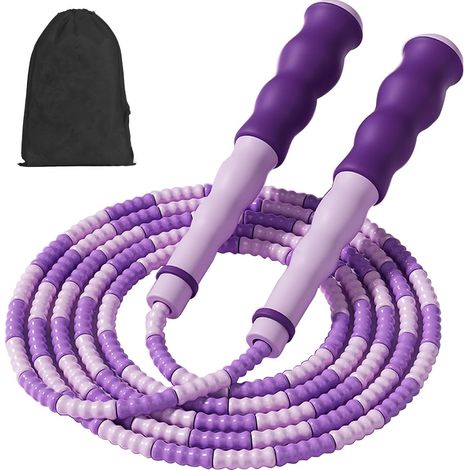 2.8m Skipping Rope with Soft Beads, Adjustable Length, Segmented Non-Slip Handle for Kids and Adults (1/5)