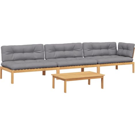 Maison Exclusive - 4-tlg. Garten-Sofagarnitur aus Paletten mit Ki (1/5)