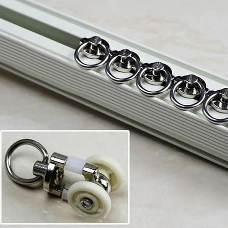 30 Pièces Rouleaux de Rail Planeur de Voie de Rideau Plastique Twin à Roulettes en Alliage d'aluminium (1/4)