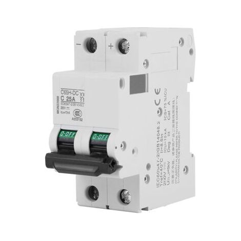 Disjoncteur miniature basse tension CC 2P 250V pour système de panneaux solaires raccordé au réseau (25A)