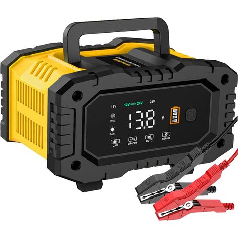 10-Ampere Kfz-Batterieladegerät, 12V et 24V LiFePO4/ Blei-Säure (AGM/Gel/SLA..) Batterieladegerät Automobil, Batteriewartung, Automa (1/5)