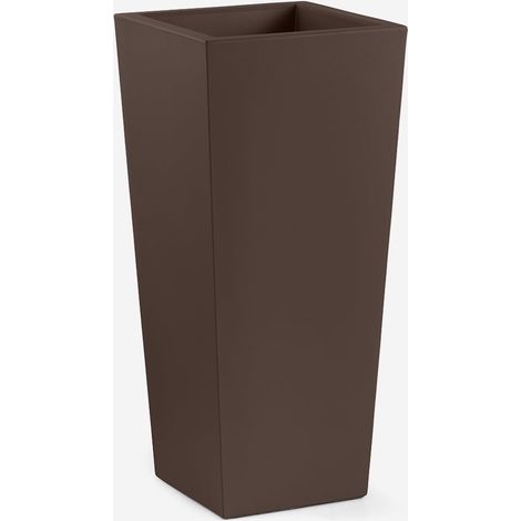 vaso alto quadrato da esterno in polietilene Gaia 70 - Marrone (1/3)
