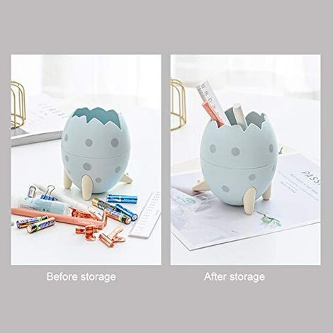 Rangement multifonctionnel, polyvalent, organiseur de bureau en forme d'œuf de dinosaure, accessoire élégant, écologique et durable, base robuste, compact et portable.