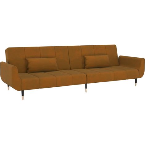 Divano letto 2 posti trasformabile soggiorno letto ospiti divano letto pieghevole per soggiorno interno casa sedili con due cuscini in velluto marrone 020020714
