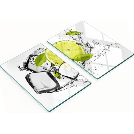 Tablas decorativas de cristal para cortar y servir, dise帽o de helado de lima, 2x40x52 cm.