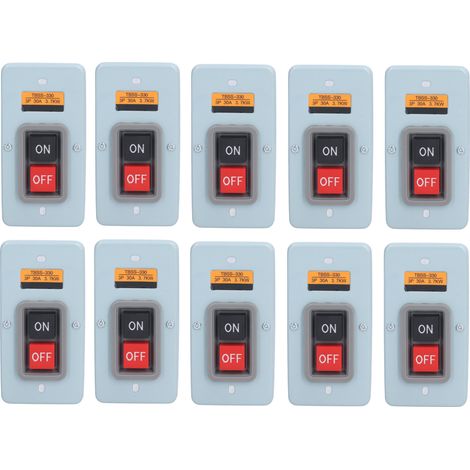 10Pcs Boîte de Commande Bouton Poussoir ON OFF Triphasé 380V 30A TBSS‑330 (1/5)