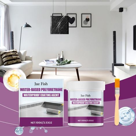 Waterproof coating for repairing and preventing leaks in tiles, walls, roofs and floors - 100g x 1 + brush x 1 -- AUTLEAD (1/5)