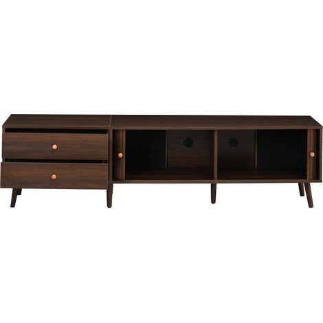 TV-Lowboard 180 x 40 x 46,5 cm mit 2 Schubladen und 2 Rolltüren in Walnussoptik HOMVRA (1/5)