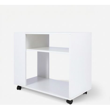 Mobiletto basso scrivania ufficio con ruote scaffale portadocumenti Wick - Bianco