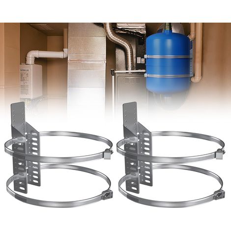Lot de 2 supports de réservoir d'expansion, support de montage mural pour réservoir d'expansion thermique avec 2 supports de chauffe-eau avec sangle en acier inoxydable pour réservoir de 3 à (1/5)