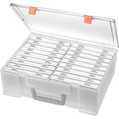 4x6 Fotoaufbewahrungsbox, 18 extra große Innenfächer, säurefrei, Kunststoff-Aufbewahrungsbox für Aufkleber, Briefmarken, Samen (transparent, 18 Boxen) (1/5)