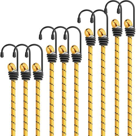 Cordes élastiques Tendeur Robuste Lot de 10 pièces de 60cm Vert Bungee Cords avec Crochets pour la Protection des Meubles, des Chariots, des tentes de Camping, des Motos (1/5)