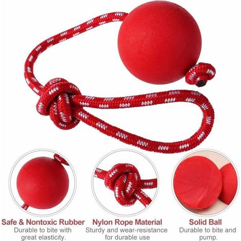 Hundewurfball, 1 Stück, elastischer Hundeball mit Seil, Naturkautschuk-Ballseil, Welpenspielzeug, Hundespielzeug, Hundespielzeug, 7 cm Durchmesser (1/5)