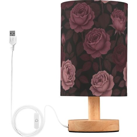Lampe de table lit gothique avec roses noires pour chambre ou (1/5)