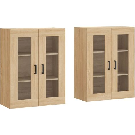 Set di 2 armadietti da parete di design eleganti 69,5 x 34 x 90 cm pratico spazio portaoggetti in legno ingegnerizzato rovere Sonoma 020055430