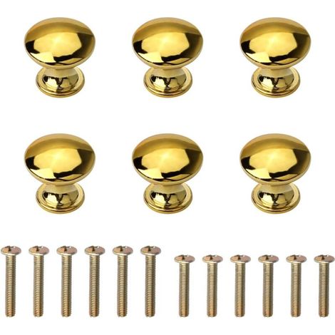 Lot de 6 petits boutons de placard ronds en forme de champignon avec vis pour placard, tiroir, portes de meubles, trou unique, alliage de zinc (1/5)