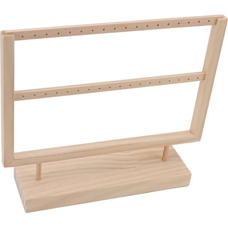 Support de rangement pour boucles d'oreilles en bois de couleur bûche, support de rangement pour boucles d'oreilles suspendues (2 niveaux) (1/5)