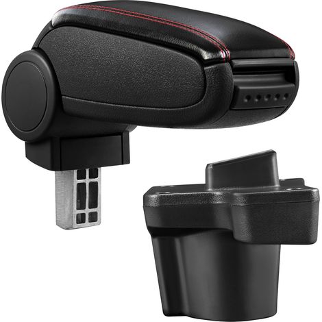 Mittelarmlehne Mazda 2 DJ mit Staufach Kunstleder Schwarz mit roten Nähten pro.tec