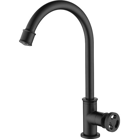 Robinet Cuisine Pivotant 360° Mitigeur Monocommande, Laiton, Style Industriel, Eau Froide (1/4)