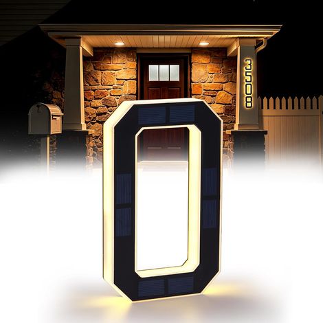 17cm Numéros de Maison Solaires Éclairés pour l'Extérieur, Plaques d'Adresse Numéros de Maison Éclairées et Imperméables LED pour Maisons, Grands Numéros de Maison Modernes Personnalisés (1/5)