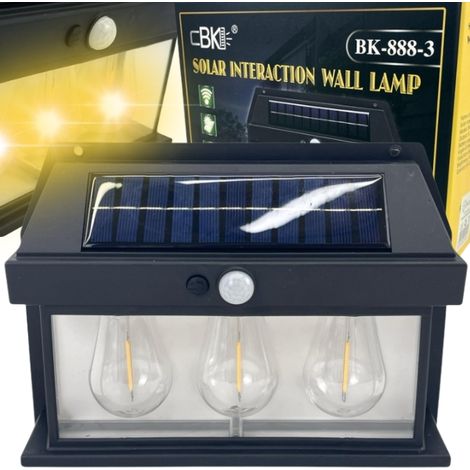 Lampada da parete a LED a tripla lampada solare con sensore di movimento, 24 cm, impermeabile, 3W (1/5)