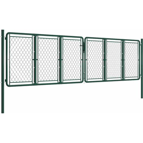 vidaXL Puerta de jardín de acero 400 x 125 cm verde (1/2)