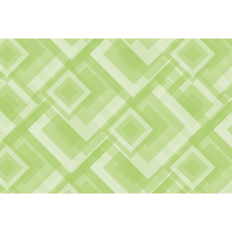 Papier peint panoramique graphique vert | Tapisserie panoramique verte géométrique | Papier peint panoramique idéal cuisine & salon - 267 x 400 cm (4 pièces) (1/4)