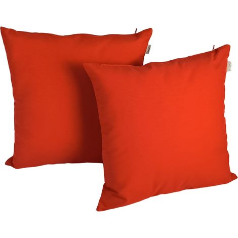 Lot de 2 housses de coussin, fabriquées en Espagne, coton et polyester, fermeture éclair cachée, lavables, housses décoratives pour canapé, lit ou fauteuil (rouge lotus, 40 x 40 cm) (1/5)