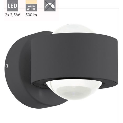 Applique Contemporanea Ono 2 Alluminio Antracite 2 Luci Led Integrato 2,5W (1/4)