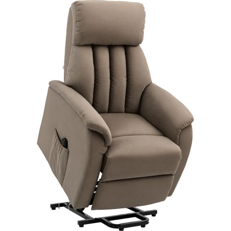 Poltrona Alzapersona Reclinabile 150° max con Telecomando e Poggiapiedi, 75x93x110 cm, Marrone