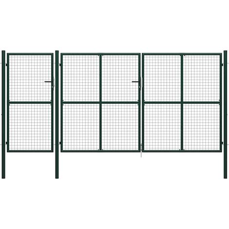 Portail de jardin en acier 400 x 200 cm, vert